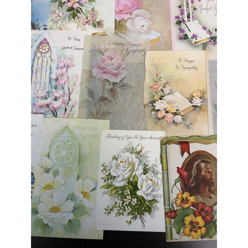 Vintage Sympathy Cards Fronts ONLY Scrapbooking Crafts Decoupage Lot of 50+